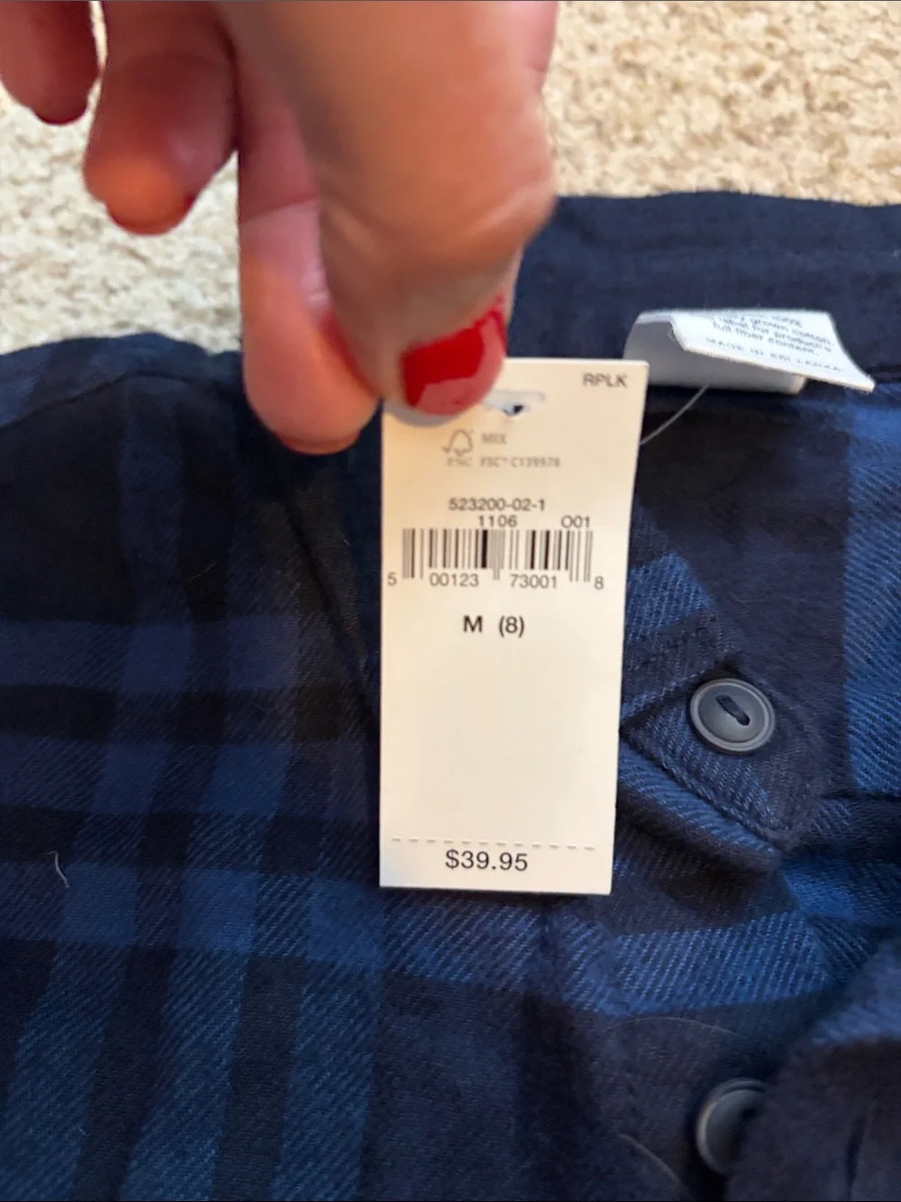 NWT GAP Kids Flannel Plaid Shirt, 8